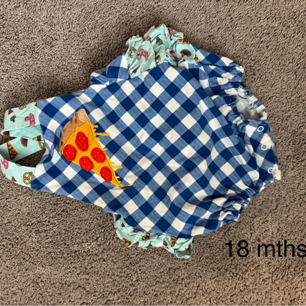 Blue and Red Diaper Cover with Gingham and Ruffles
